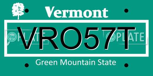VRO57T Vermont License Plate