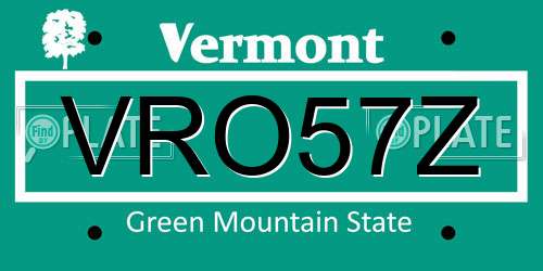 VRO57Z Vermont License Plate
