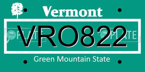 VRO822 Vermont License Plate