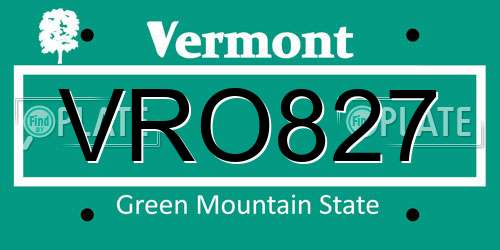VRO827 Vermont License Plate