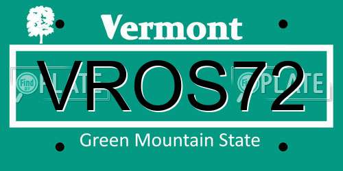 VROS72 Vermont License Plate