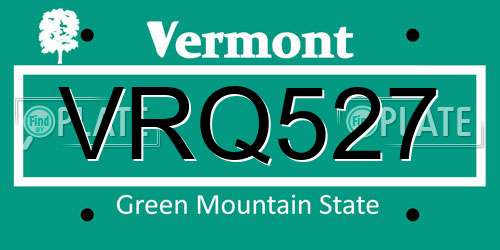 VRQ527 Vermont License Plate