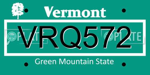 VRQ572 Vermont License Plate