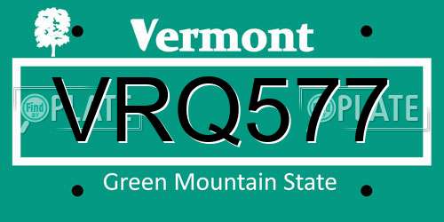 VRQ577 Vermont License Plate