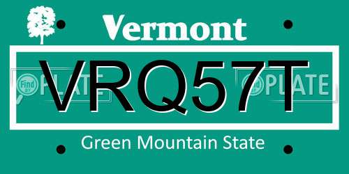 VRQ57T Vermont License Plate