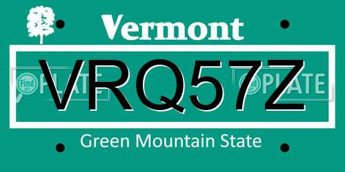 VRQ57Z Vermont License Plate