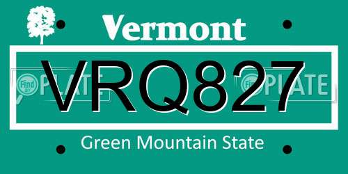 VRQ827 Vermont License Plate