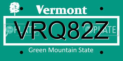 VRQ82Z Vermont License Plate
