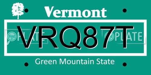 VRQ87T Vermont License Plate