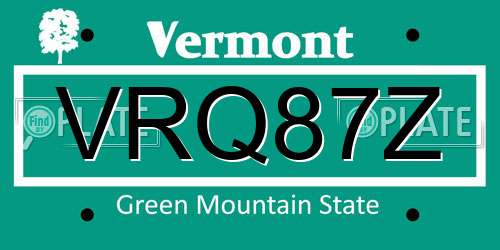 VRQ87Z Vermont License Plate