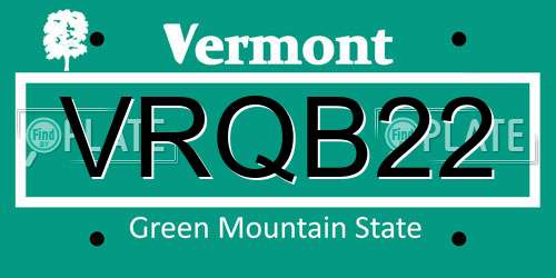 VRQB22 Vermont License Plate