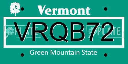 VRQB72 Vermont License Plate
