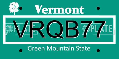 VRQB77 Vermont License Plate