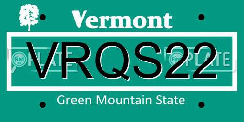 VRQS22 Vermont License Plate