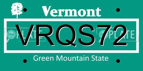 VRQS72 Vermont License Plate