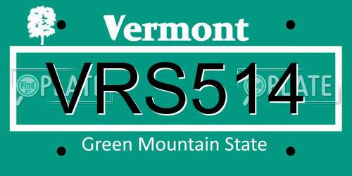 VRS514 Vermont License Plate