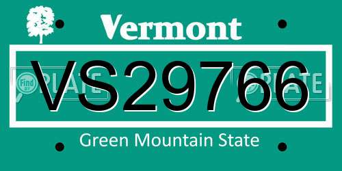 VS29766 Vermont License Plate