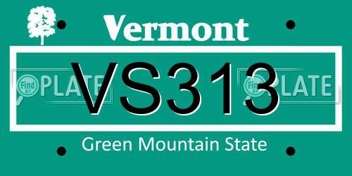 VS313 Vermont License Plate