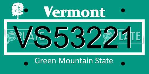 VS53221 Vermont License Plate