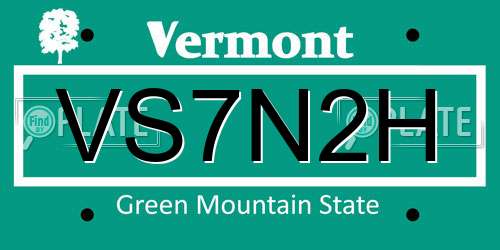VS7N2H Vermont License Plate