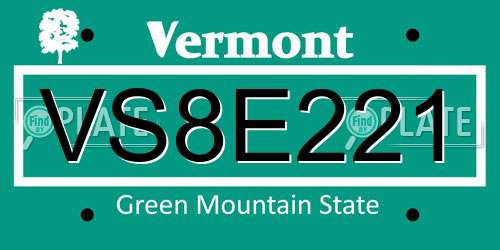 VS8E221 Vermont License Plate
