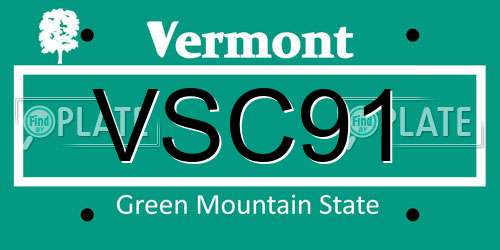 VSC91 Vermont License Plate