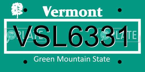 VSL6331 Vermont License Plate