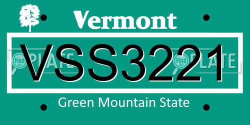 VSS3221 Vermont License Plate