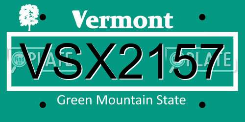 VSX2157 Vermont License Plate