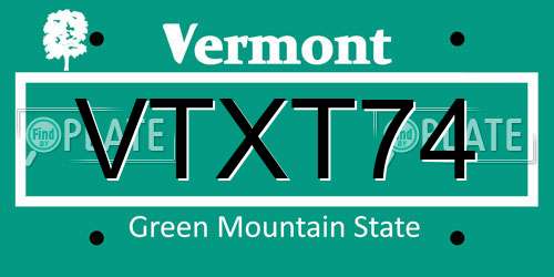 VTXT74 Vermont License Plate