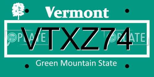 VTXZ74 Vermont License Plate