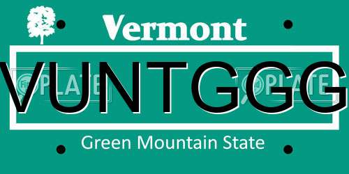 VUNTGGG Vermont License Plate