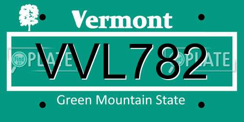 VVL782 Vermont License Plate