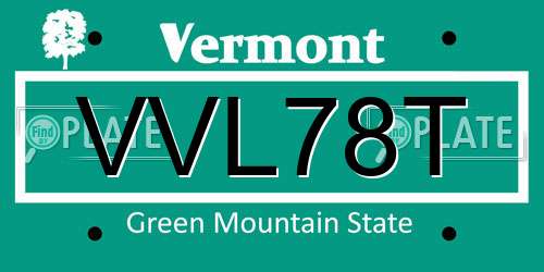 VVL78T Vermont License Plate