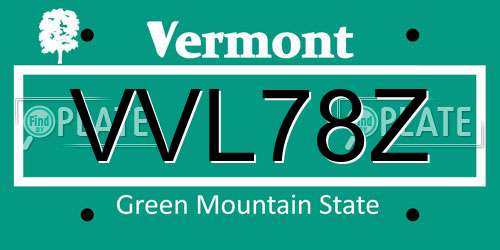 VVL78Z Vermont License Plate