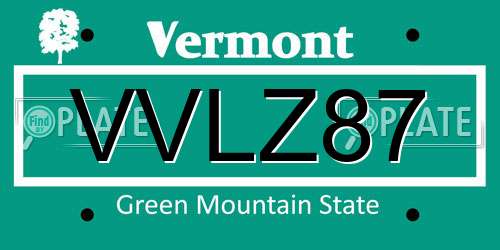 VVLZ87 Vermont License Plate