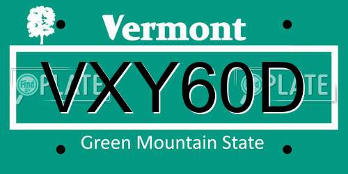 VXY60D Vermont License Plate
