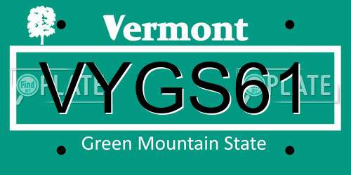 VYGS61 Vermont License Plate