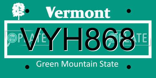 VYH868 Vermont License Plate