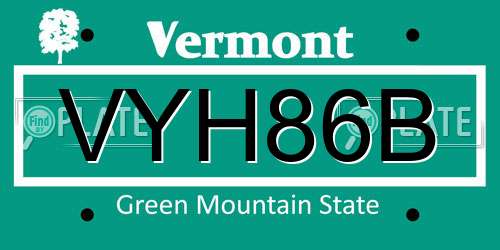 VYH86B Vermont License Plate