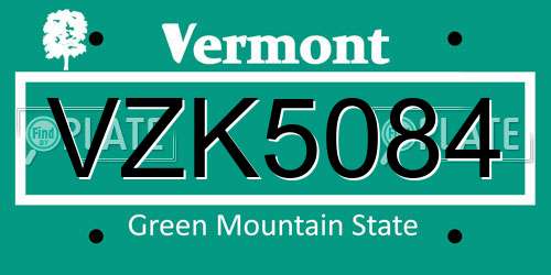 VZK5084 Vermont License Plate