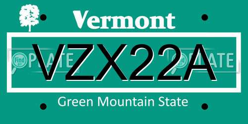 VZX22A Vermont License Plate