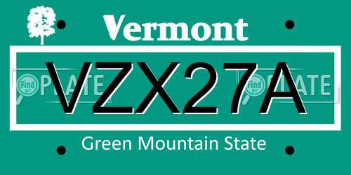 VZX27A Vermont License Plate