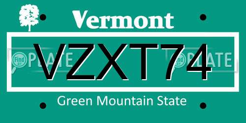 VZXT74 Vermont License Plate
