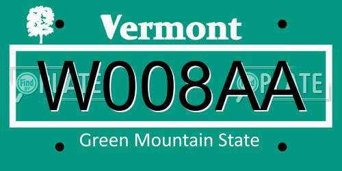 W008AA Vermont License Plate