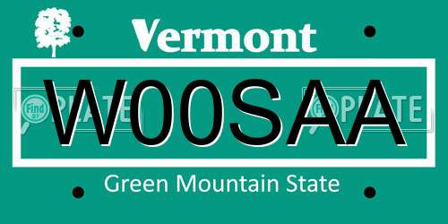 W00SAA Vermont License Plate
