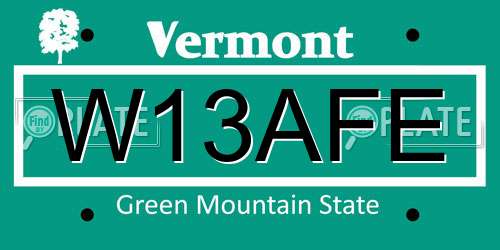W13AFE Vermont License Plate