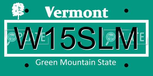 W15SLM Vermont License Plate