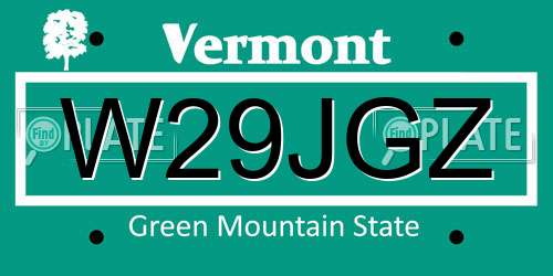 W29JGZ Vermont License Plate