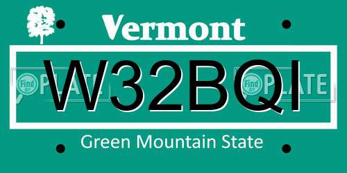 W32BQI Vermont License Plate